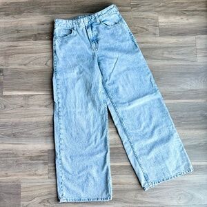 Wide Leg Jeans 90s Casual Light Wash Cotton Denim US 4